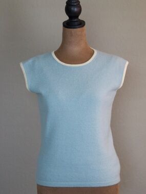 100% Cashmere Soft Blue Tee-shirt